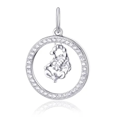 Серебряная подвеска Скорпион с фианитами