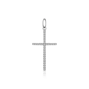 Серебряная подвеска крестик родированный декоративный тоненький