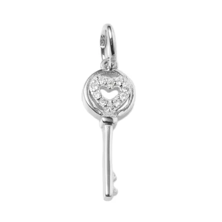 Срібна підвіска ключик з фіанітами