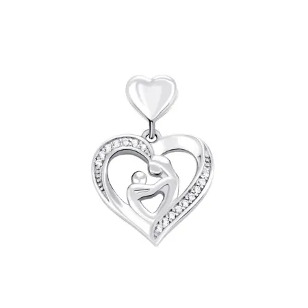 Срібна підвіска Серце з білими фіанітами