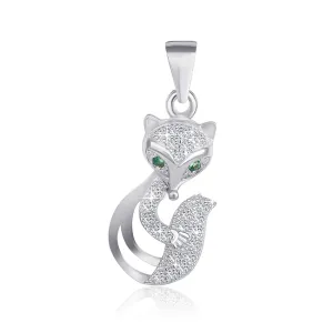 Серебряная подвеска зеленоглазая лисичка