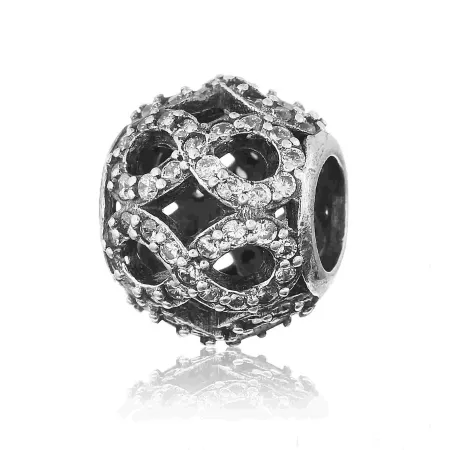 Серебряный шарм с фианитами Бесконечность