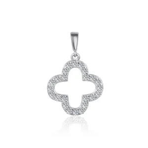 Серебряная подвеска клевер с белыми фианитами