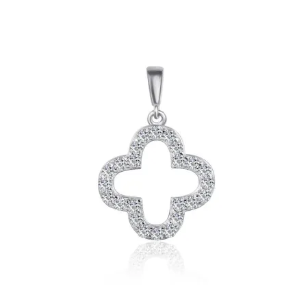 Срібна підвіска конюшина з білими фіанітами