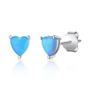 Серебряные серьги сердечки с опалами