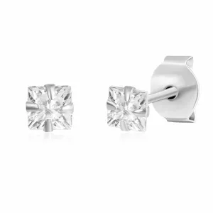 Срібні сережки пусети з білим фіанітом