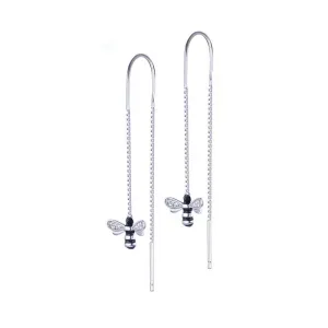 Серебряные серьги протяжки пчелки