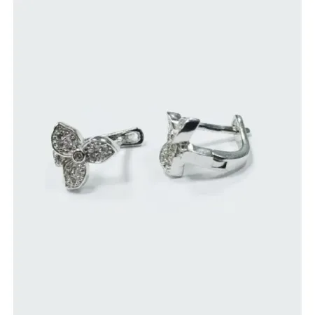 Серебряные серьги цветки в фианитах