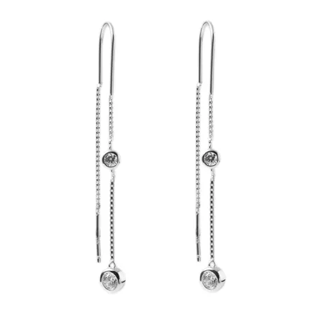 Срібні сережки покриті родієм зі вставкою Swarovski Zirconia