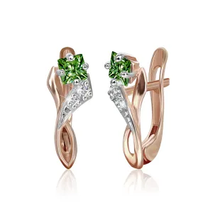 Срібні сережки покриті позолотою з фіанітами