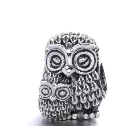 Срібна намистина-шарм сова