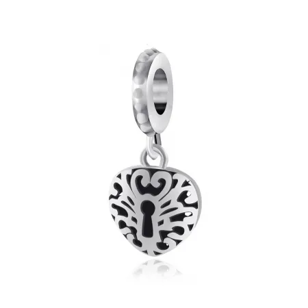 Срібний шарм серце на замку