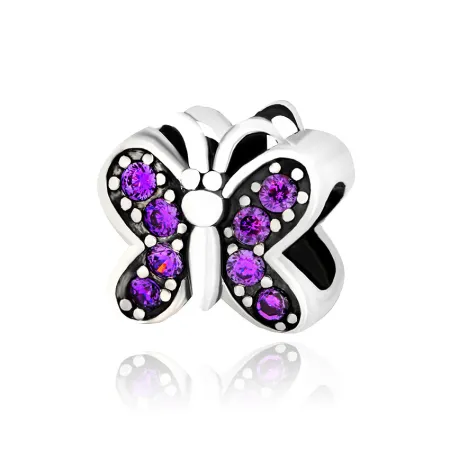 Срібний шарм з фіанітами Сяючий метелик