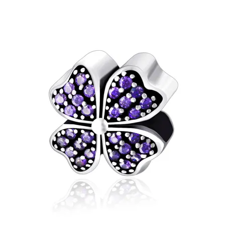 Серебряный шарм с фиолетовыми фианитами Лепестки любви