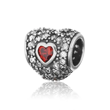 Срібний шарм з фіанітами Серце