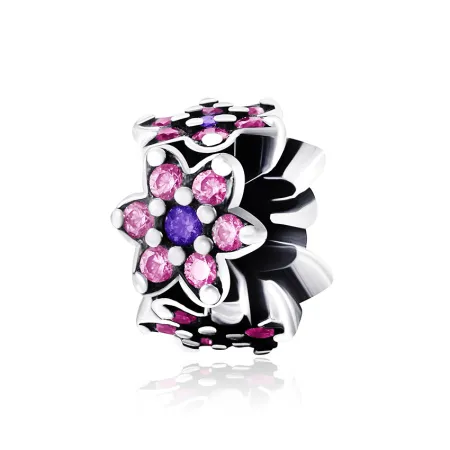 Срібний шарм з фіанітами Незабудки