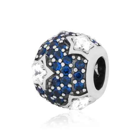Серебряный шарм с фианитами Небесные звезды