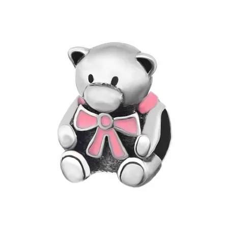 Серебряный шарм медвежонок с эмалью