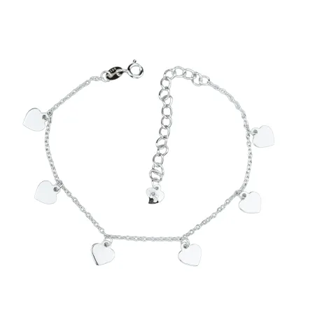 Срібний браслет декоративний без вставок Серця