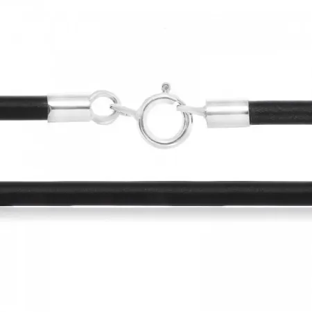 Ювелірний шнурок з каучука зі срібними застібками