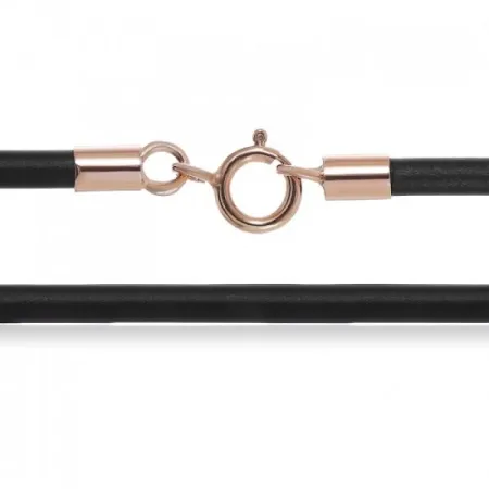 Ювелірний шнурок каучуковий зі срібною позолоченою застібкою